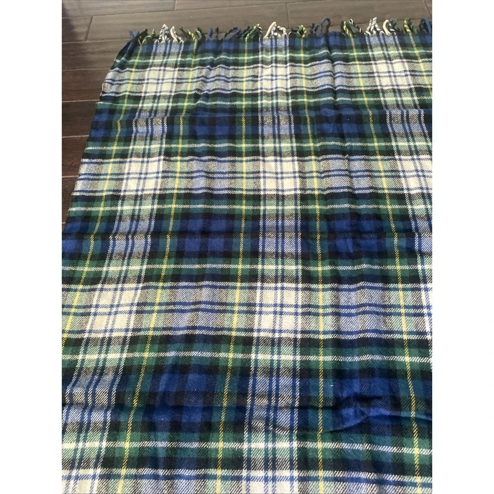 Vintage Faribault Woolen Blackwatch Tartan Plaid WOOL Throw Blanket 51